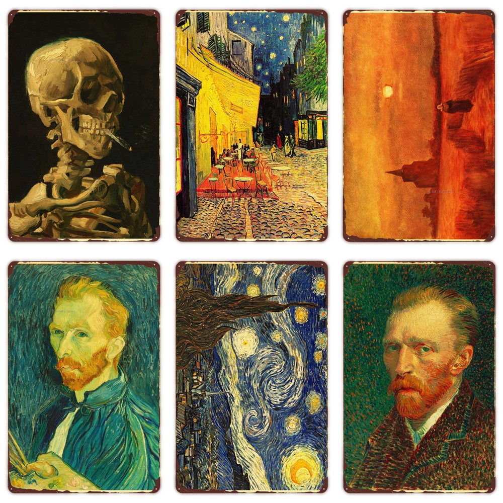 Vintage Collectible Tins - 반 고흐 그림 빈티지 금속 포스터,