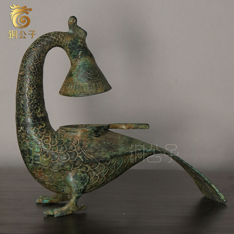 Collectible Vintage Lamps - 긴 꼬리 피닉스 조류 램프 청동