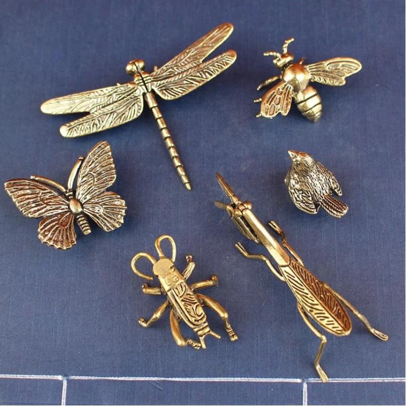 Vintage Fairy Figurines Collectible - 황동 미니 곤충 조각상 빈티지 앤틱