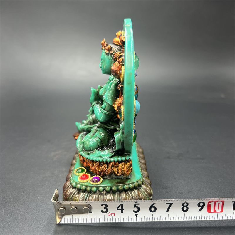 티베트 빈티지 그린 타라 동상 청록색 보석이 박힌 희귀 - Vintage Collectible Ornaments 리뷰 및 가격