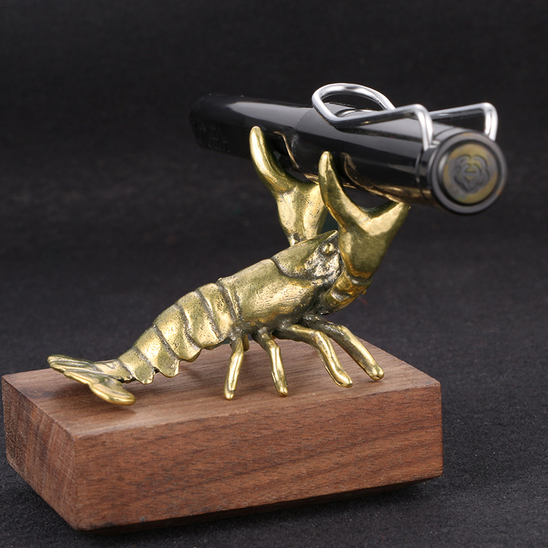 【F】황동로브스터 장식품 빈티지 동물 펜 홀더 데스크탑 - Vintage Collectible Ornaments 리뷰 및 가격