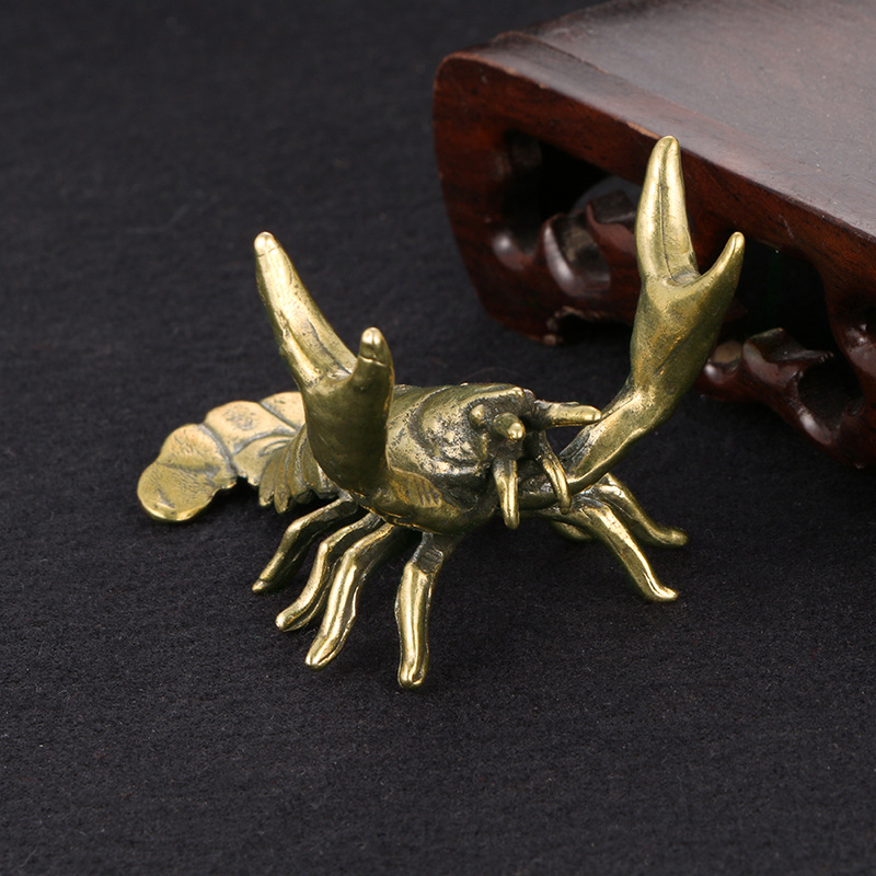 【F】황동로브스터 장식품 빈티지 동물 펜 홀더 데스크탑 - Vintage Collectible Ornaments 리뷰 및 가격